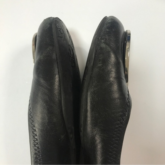 Tory Burch reva leather black  silver ballerina flats size 7M - Picture 4 of 12